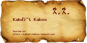 Kabát Kabos névjegykártya